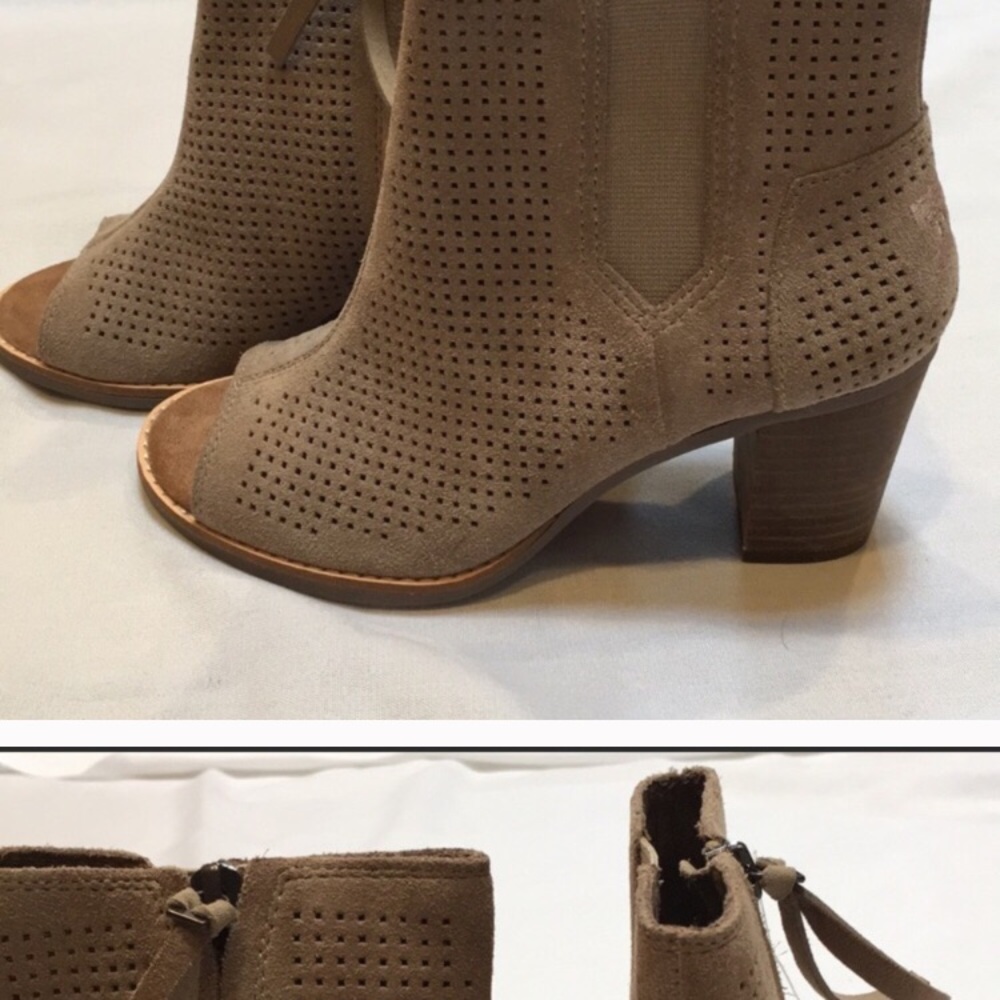 LAST CHANCE! NWT Toms Suede Majorca Peep Toe Boots - Picture 3 of 4